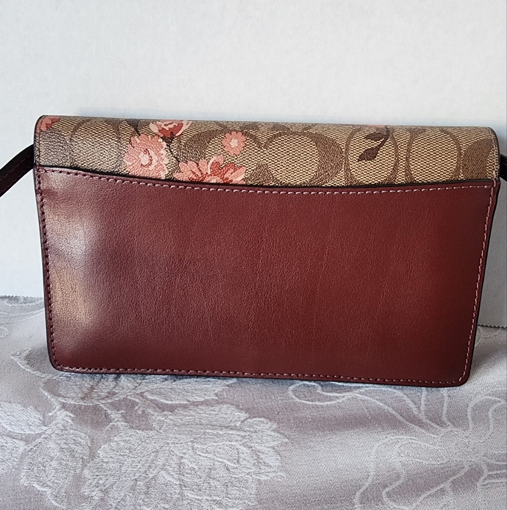 Coach Floral Signature Crossbody Bag in Brown and Pink - Picture 3 of 16